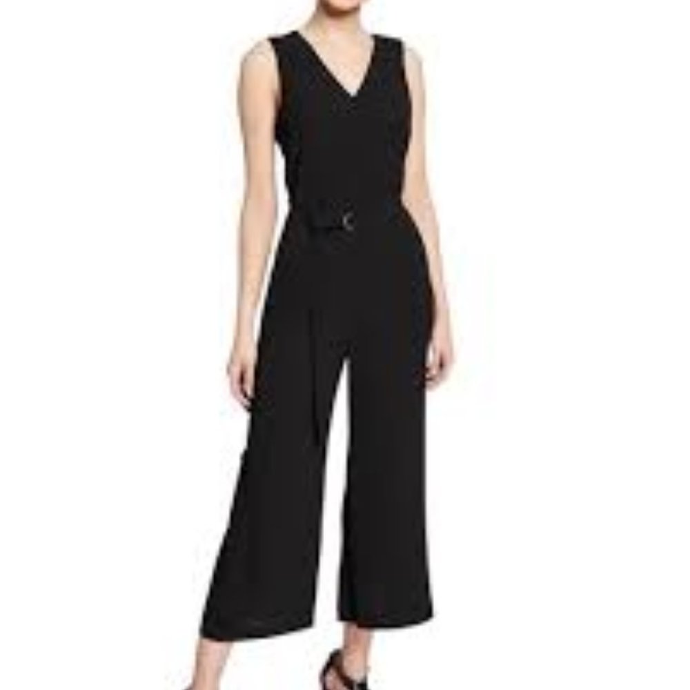 Michael Kors -V-neck Sleeveless Crop Jumpsuit-